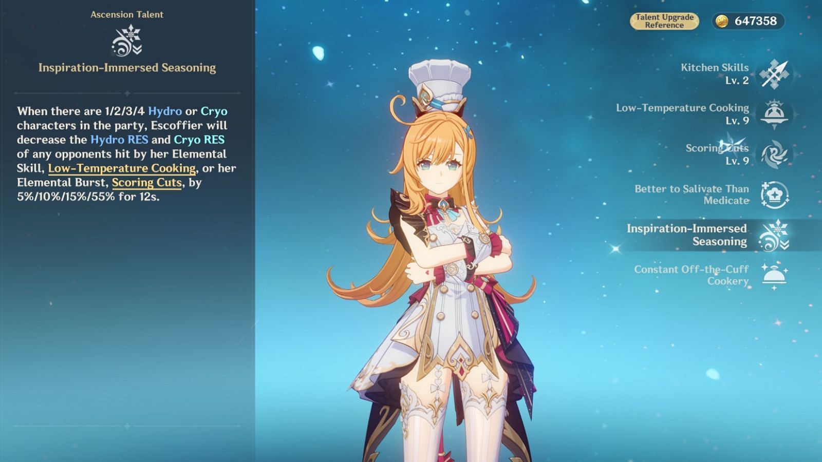 Escoffier's Ascension 4 passive (Image via HoYoverse)